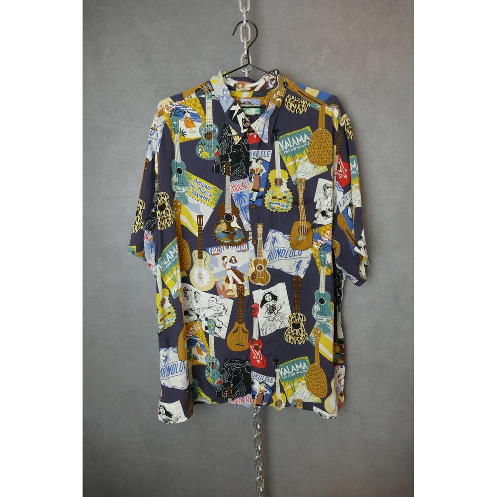 Reyn Spooner Hawaiian‎ Ukulele Print Aloha Shirt Mens XXL Vacation